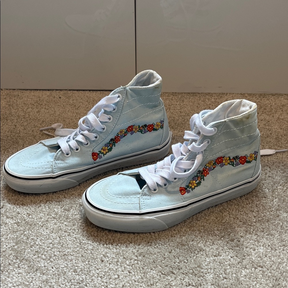 Vans Floral Embroidered High-Top Sneakers